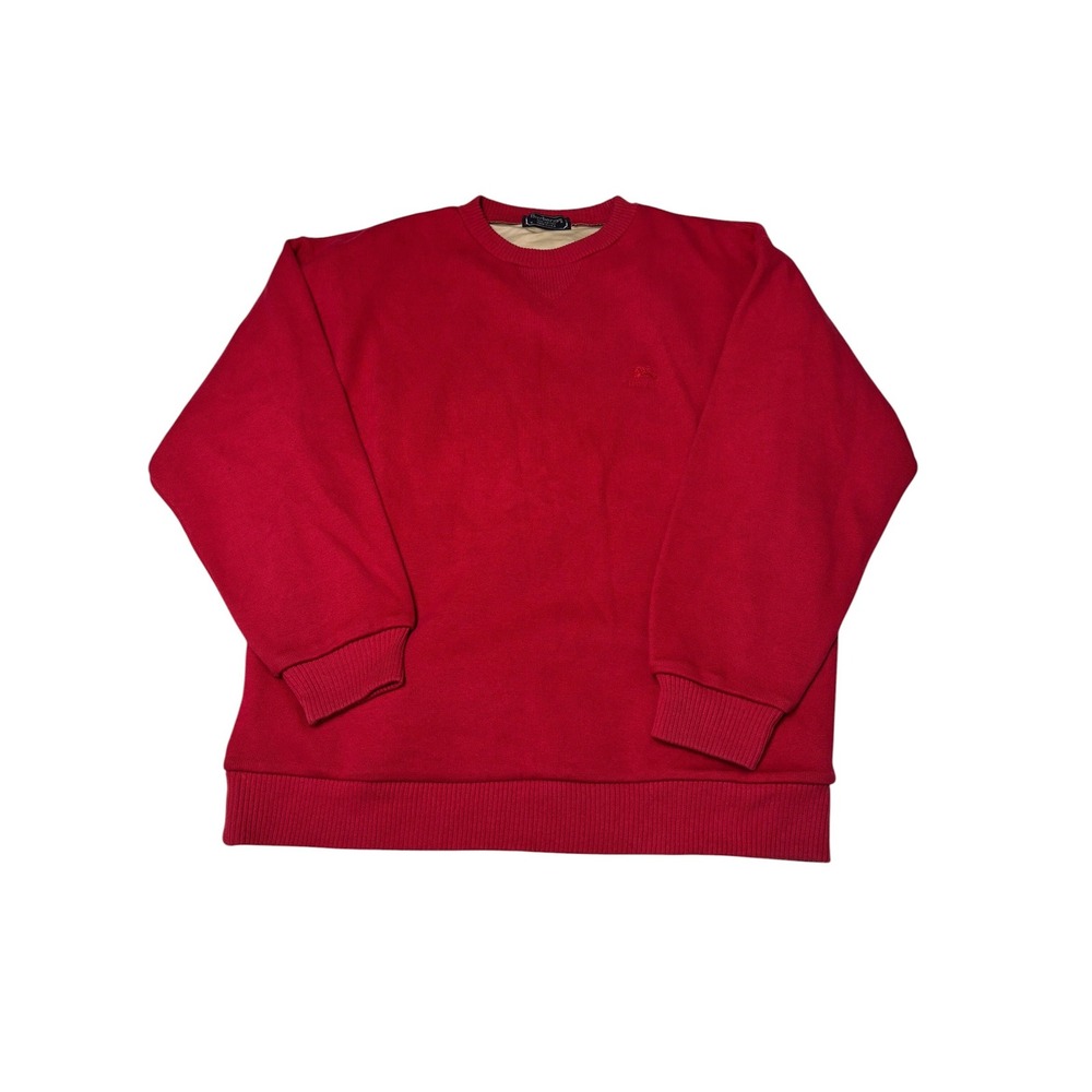Vintage Burberrys Red Crewneck Sweatshirt Embroidered Logo Made in USA Mens M